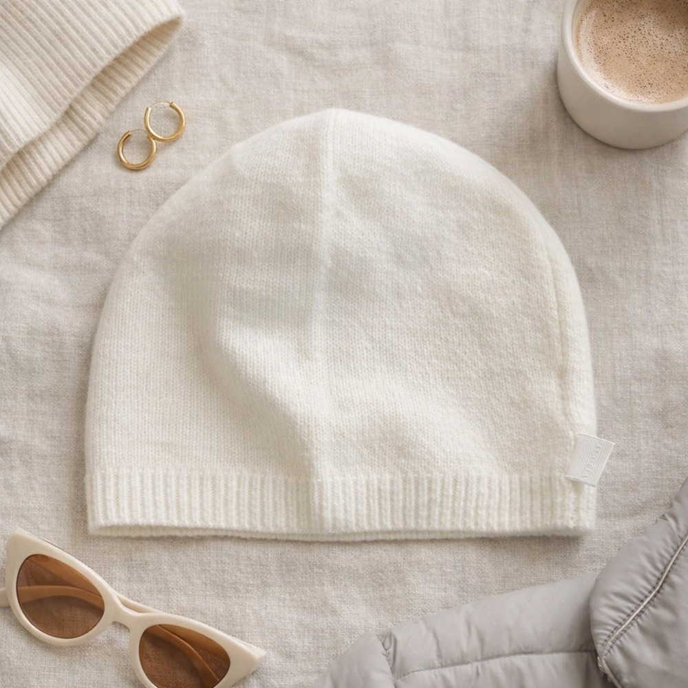 Athleta Ivory Knit Beanie Soft Minimalist Winter Hat OS